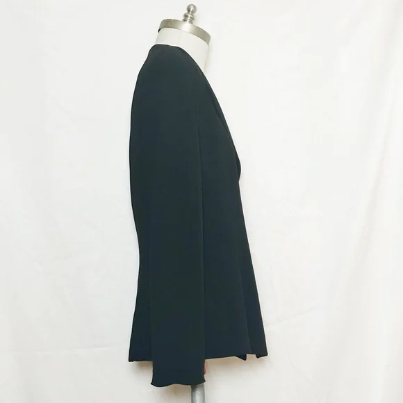 DONNA KARAN NEW YORK BLACK CROPPED TUXEDO SUIT BLAZER JACKETED 10 M/L - Picture 2 of 5